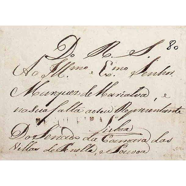 1834 Portugal Carta Pré-Filatélica São João da Pesqueira SJP 1 «PESQUEIRA» Sépia