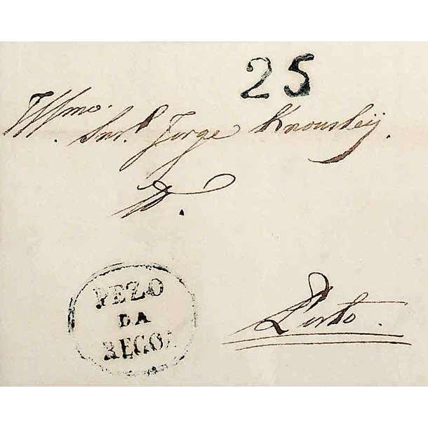 1838 Portugal Carta Pré-Filatélica Peso da Régua PRG- 3 «PEZO DA REGOA» Azul