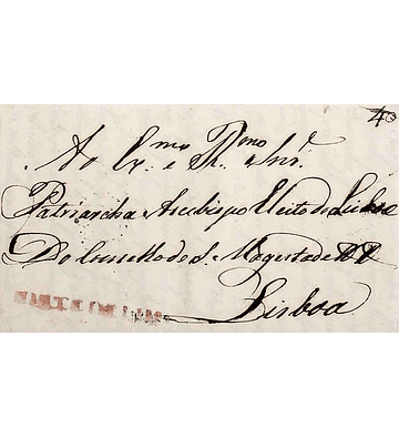 1840 Portugal Pré-Filatelia PTL 2 «PONTE DE LIMA» deteriorado Vermelho