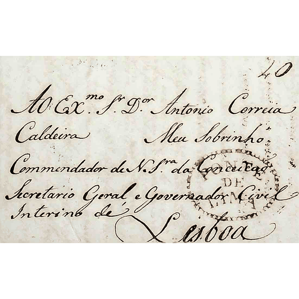 1846 Portugal Carta Pré-Filatélica PTL 3 «PONTE DE LIMA» Vermelho 1