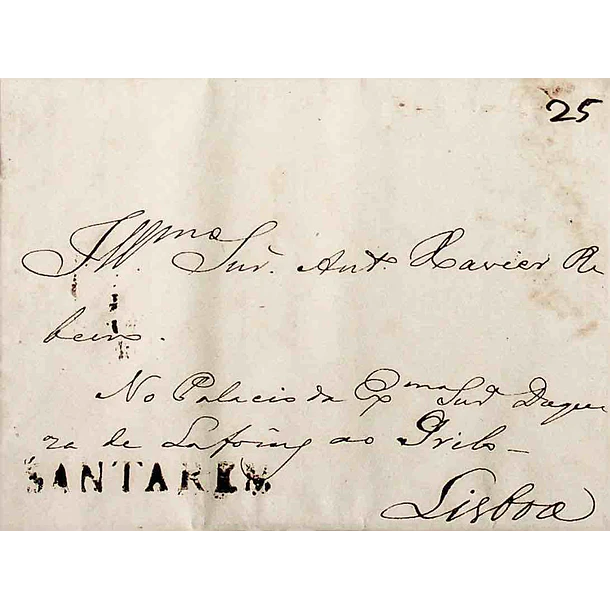 1811 Portugal Carta Pré-Filatélica Santarém STR 2 «SANTAREM» Sépia