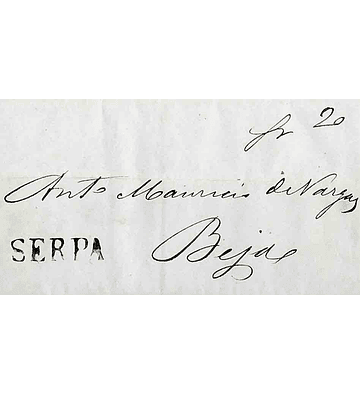 1847 Portugal Carta Pré-Filatélica Serpa SRP 1 «SERPA» Sépia