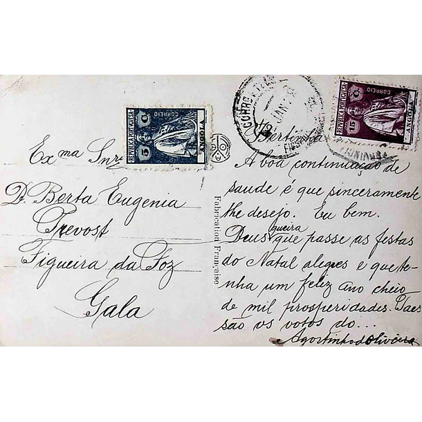 1927 Angola Ceres sobre cartão postal para a Figueira da Foz 1