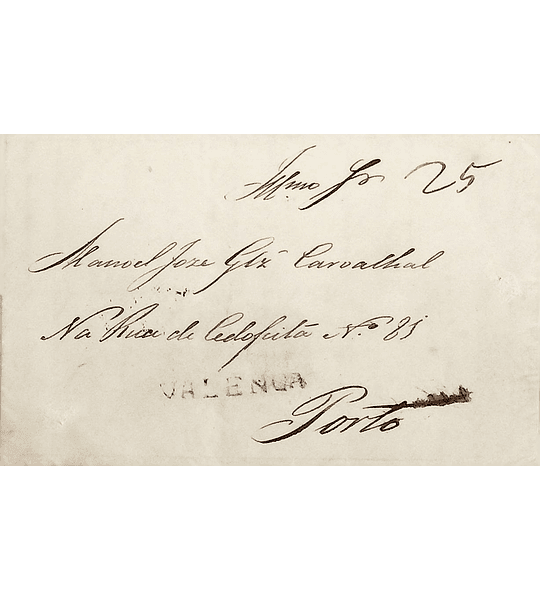 1845 Portugal Carta Pré-Filatélica Valença VLN 3 «VALENCA» Preto
