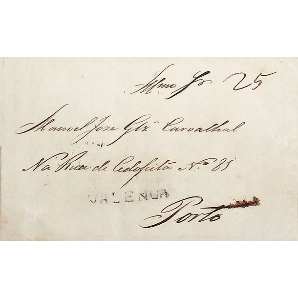 1845 Portugal Carta Pré-Filatélica Valença VLN 3 «VALENCA» Preto