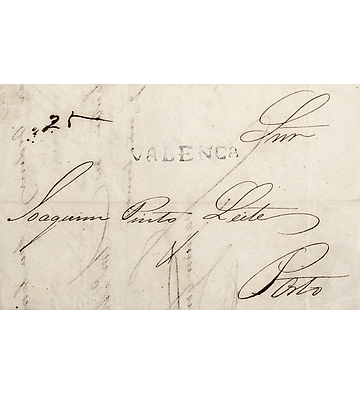 1845 Portugal Carta Pré-Filatélica Valença VLN 3 «VALENCA» Azul