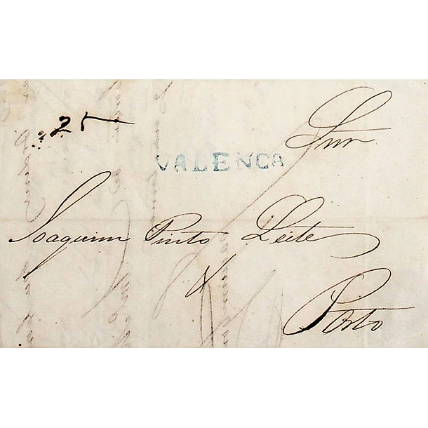 1845 Portugal Carta Pré-Filatélica Valença VLN 3 «VALENCA» Azul