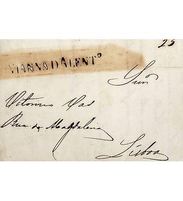 1849 Portugal Carta Pré-Filatélica Viana do Alentejo VNT 1 «VIANNADALENT» Sépia