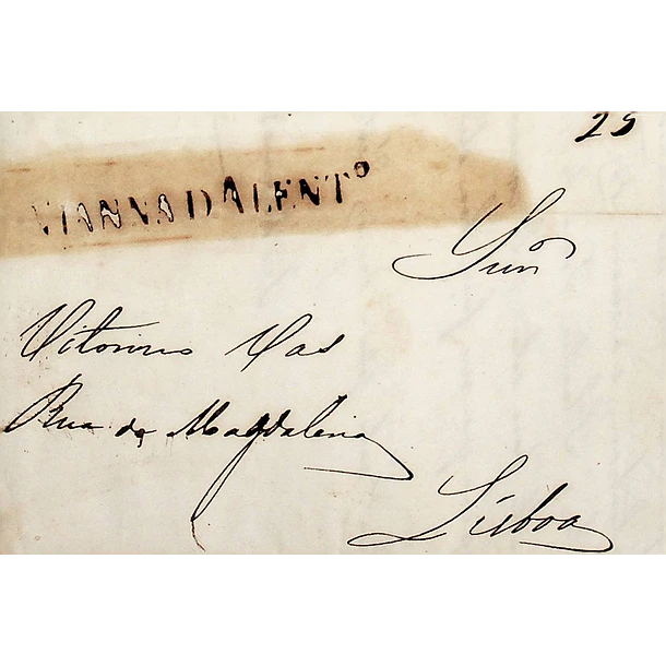 1849 Portugal Carta Pré-Filatélica Viana do Alentejo VNT 1 «VIANNADALENT» Sépia