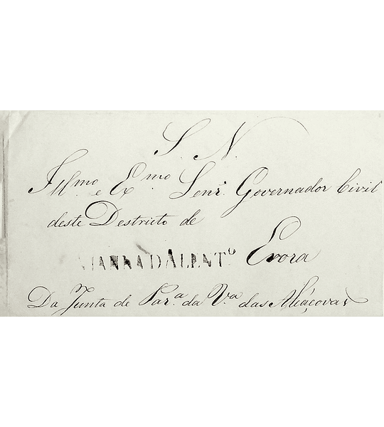 1843 Portugal Carta Pré-Filatélica Viana do Alentejo VNT 1 «VIANNADALENT» Azul