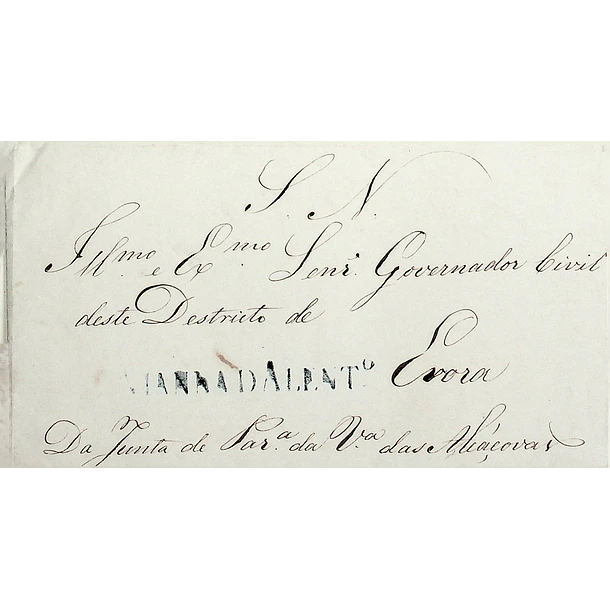 1843 Portugal Carta Pré-Filatélica Viana do Alentejo VNT 1 «VIANNADALENT» Azul