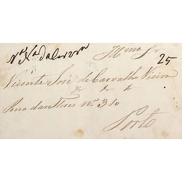 1844 Portugal Carta Pré-Filatélica Vila Nova de Cerveira VNC-ms «Vª Nª da Cervrª» Sépia