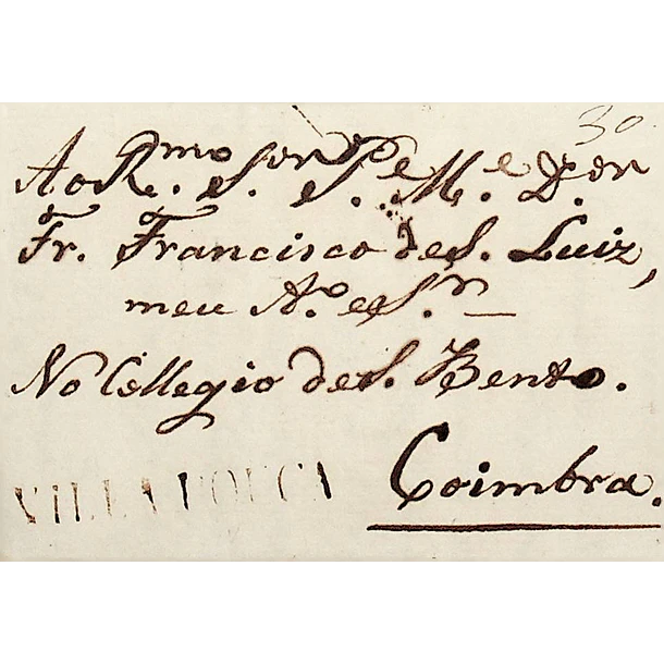 1819 Portugal Carta Pré-Filatélica Vila Pouca de Aguiar VPA 1 «VILLA POUCA» Sépia