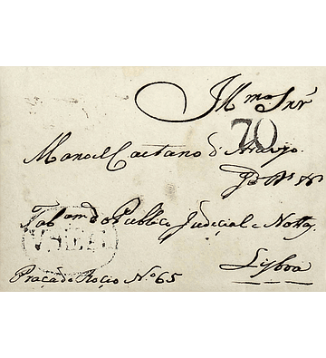 1834 Portugal Carta Pré-Filatélica Vila Real VRL 4 «VªREAL» Azul