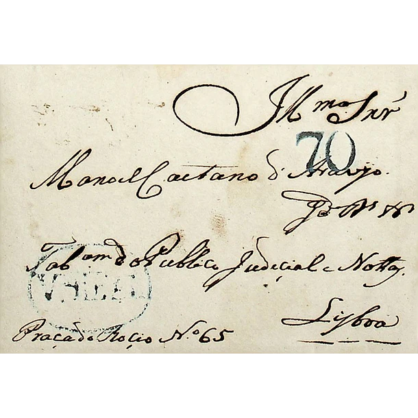 1834 Portugal Carta Pré-Filatélica Vila Real VRL 4 «VªREAL» Azul