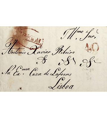 1828 Portugal Carta Pré-Filatélica Vila Real VRL 4 «VILLA REAL» Vermelho