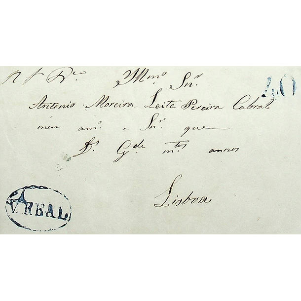 1850 Portugal Carta Pré-Filatélica Vila Real VRL 5 «Vª REAL» Azul