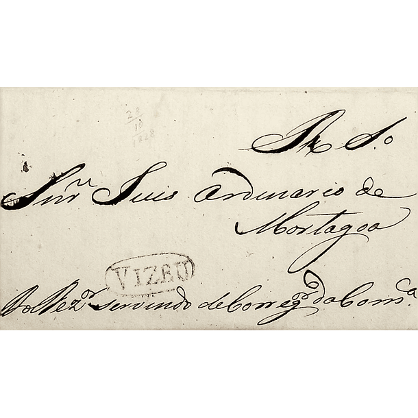 1828 Portugal Carta Pré-Filatélica Viseu VIS 2 «VIZEU» Sépia