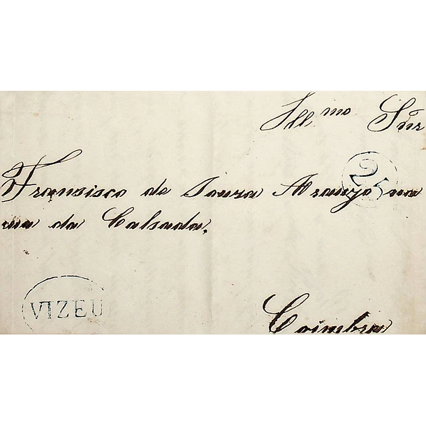 1852 Portugal Carta Pré-Filatélica Viseu VIS 7 «VIZEU» Azul