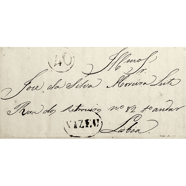 1837 Portugal Carta Pré-Filatélica Viseu VIS 7 «VIZEU» Sépia