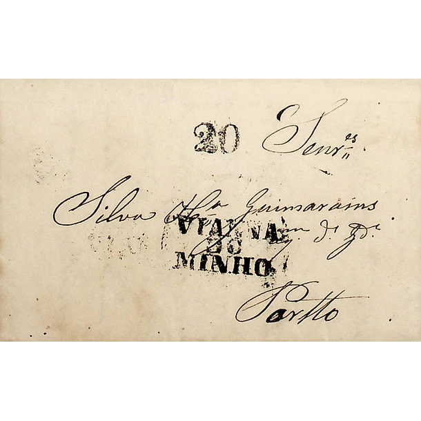 1838 Portugal Carta Pré-Filatélica Viana do Castelo VCT 6 «VIANNA DO MINHO» Preto