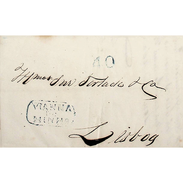 1848 Portugal Carta Pré-Filatélica Viana do Castelo VCT 8 «VIANNA DO MINHO» Azul