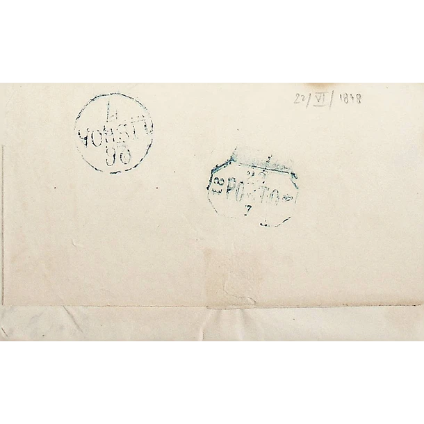 1848 Portugal Carta Pré-Filatélica Viana do Castelo VCT 8 «VIANNA DO MINHO» Azul