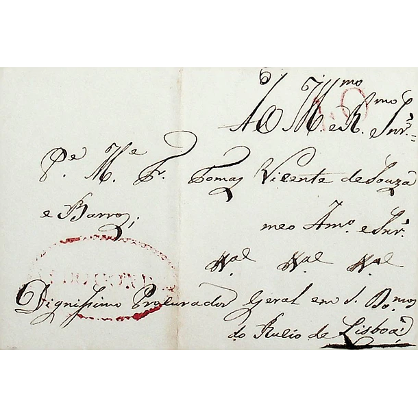 1829 ou 1830 Portugal Carta Pré-Filatélica Vila do Conde VCD 2 «V.ª DO CONDE» Vermelho