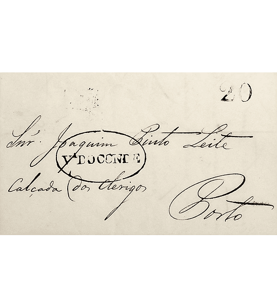 1843 Portugal Carta Pré-Filatélica Vila do Conde VCD 4 «V.ª DO CONDE» Azul