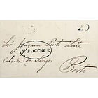 1843 Portugal Carta Pré-Filatélica Vila do Conde VCD 4 «V.ª DO CONDE» Azul 1