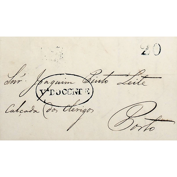 1843 Portugal Carta Pré-Filatélica Vila do Conde VCD 4 «V.ª DO CONDE» Azul