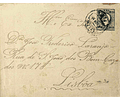1892 Portugal Sobrescrito Inteiro D. Luís Fita Direita 25 r. Azul enviado do Porto para Lisboa