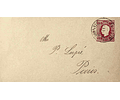 189? Portugal Sobrescrito Inteiro D. Luís Fita Direita 50 r. Rosa enviado de Alcains para Paris, França