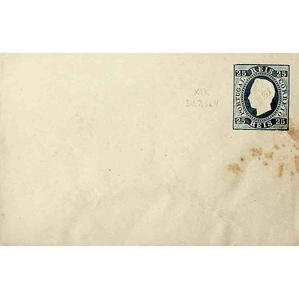 1879 Sobrescrito Inteiro D. Luís Fita Direita 25 r. Azul