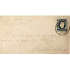 188? Sobrescrito Inteiro D. Luís Fita Direita 25 r. Azul enviado de Coimbra para Caminha 1