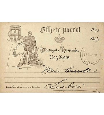 1894 Portugal Bilhete Postal Inteiro V Centenário do Nascimento do Infante D. Henrique circulado dos Olivais para Lisboa