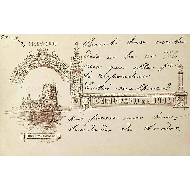 1921 Bilhete Postal Inteiro Centenário da Índia c/ sobrecarga verde «Republica» enviado do Porto para Pedras Salgadas