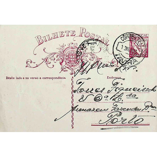 1933 Bilhete Postal Inteiro «Lusíadas» 25 r. rosa enviado de Tavira para o Porto