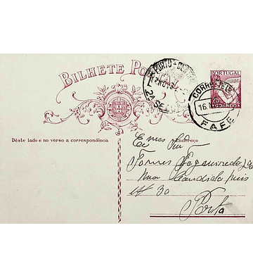 1933 Inteiro Postal tipo «Lusíadas» 25 r. rosa enviado de Fafe para o Porto