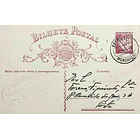 1935 Bilhete Postal Inteiro «Lusíadas» 25 r. rosa enviado de Monchique para o Porto 1
