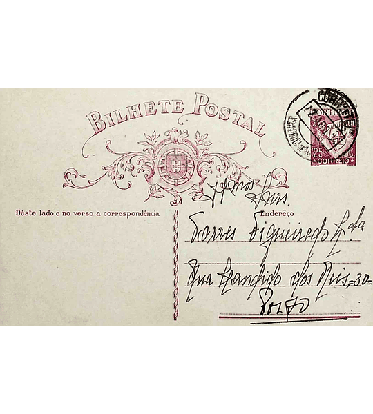 1934 Inteiro Postal tipo «Lusíadas» 25 r. rosa enviado de Vila Pouca de Aguiar para o Porto