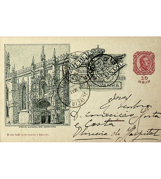 1898 Portugal Bilhete Postal Inteiro IV Centenário da Índia enviado de São Pedro do Sul para Oliveira do Hospital
