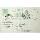 1900 Bilhete Postal Inteiro D. Carlos I 10 Verde enviado de Lisboa para Santarém 1