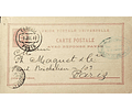 1893 Portugal Bilhete Postal Inteiro D. Luís Resposta Paga 20 + 20 r. Rosa Claro enviado do Porto para Paris