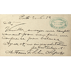 1893 Bilhete Postal Inteiro D. Luís Resposta Paga 20 + 20 r. Rosa Claro enviado do Porto para Paris 2