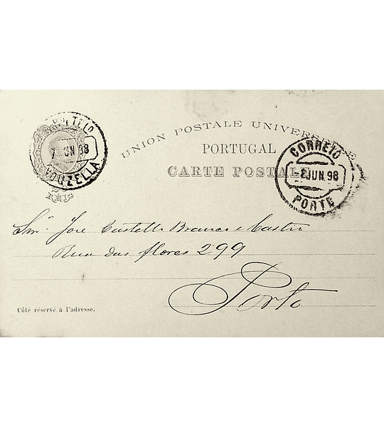1898 Portugal Bilhete Postal Inteiro IV Centenário da Índia 20 r. enviado de Vouzela para o Porto