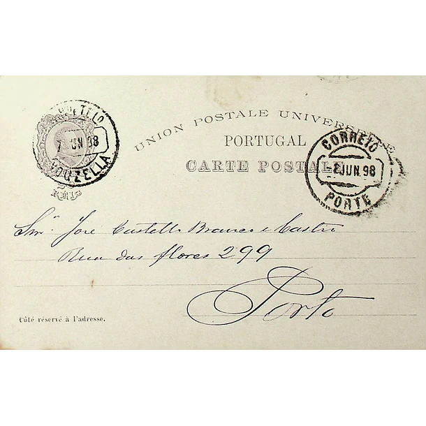 1898 Bilhete Postal Inteiro IV Centenário da Índia 20 r. enviado de Vouzela para o Porto