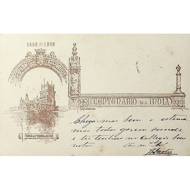 1898 Bilhete Postal Inteiro IV Centenário da Índia 20 r. enviado de Vouzela para o Porto