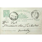 1901 Bilhete Postal Inteiro D. Carlos I 10 r. Verde enviado de Coimbra para a Guarda 1