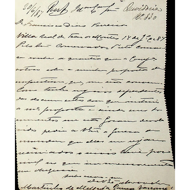 1887 Cartão Postal Inteiro D. Luís 25 r. Castanho enviado de Vila Real para Lisboa 3